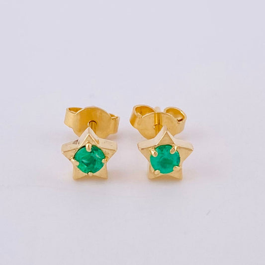 Topos Estrella Esmeraldas 18pts 1.55gr / 5.5mm Oro Amarillo 18K