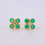 Topos Trebol 4 Hojas Esmeraldas 40pts Diamante 10pts 1.95gr / 7.6mm Oro Amarillo 18K
