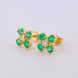 Topos Trebol 4 Hojas Esmeraldas 40pts Diamante 10pts 1.95gr / 7.6mm Oro Amarillo 18K