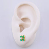 Topos Trebol 4 Hojas Esmeraldas 40pts Diamante 10pts 1.95gr / 7.6mm Oro Amarillo 18K