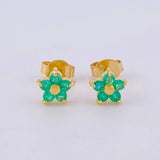 Topos Flor 5 Petalos Esmeraldas 15Pts 1.15 g / 5.45 mm Oro Amarillo 18K