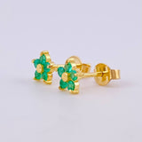 Topos Flor 5 Pétalos Esmeraldas 20pts 1.2gr / 6.2mm Oro Amarillo 18K
