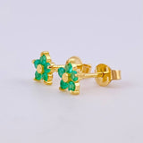 Topos Flor 5 Petalos Esmeraldas 15Pts 1.15 g / 5.45 mm Oro Amarillo 18K