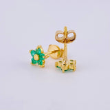Topos Flor 5 Pétalos Esmeraldas 20pts 1.2gr / 6.2mm Oro Amarillo 18K