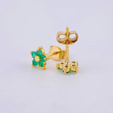 Topos Flor 5 Petalos Esmeraldas 15Pts 1.15 g / 5.45 mm Oro Amarillo 18K