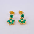 Topos Flor Colgante Esmeraldas 60pts 2.55gr / 1.5cm / Oro Amarillo 18K