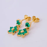 Topos Flor Colgante Esmeraldas 60pts 2.55gr / 1.5cm / Oro Amarillo 18K