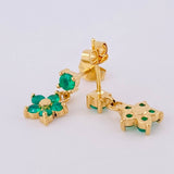 Topos Flor Colgante Esmeraldas 60pts 2.55gr / 1.5cm / Oro Amarillo 18K