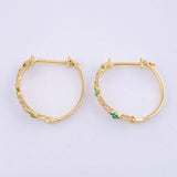 Candongas Trío Floral Esmeraldas 25pts Diamantes 12pts 1.95gr / 1.9cm / Oro Amarillo 18K