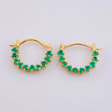 Candongas Arco Media Luna Esmeraldas 30pts 1.45gr / 1.3cm / Oro Amarillo 18K