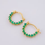 Candongas Arco Media Luna Esmeraldas 30pts 1.45gr / 1.3cm / Oro Amarillo 18K