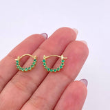 Candongas Arco Media Luna Esmeraldas 30pts 1.45gr / 1.3cm / Oro Amarillo 18K