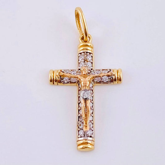 Dije Cruz Borde Rayado 2.1gr / 3.3cm / Oro Amarillo 18K