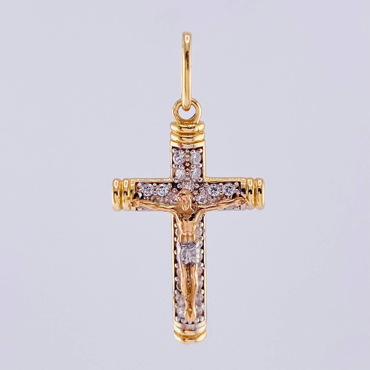 Dije Cruz Borde Rayado 2.1gr / 3.3cm / Oro Amarillo 18K