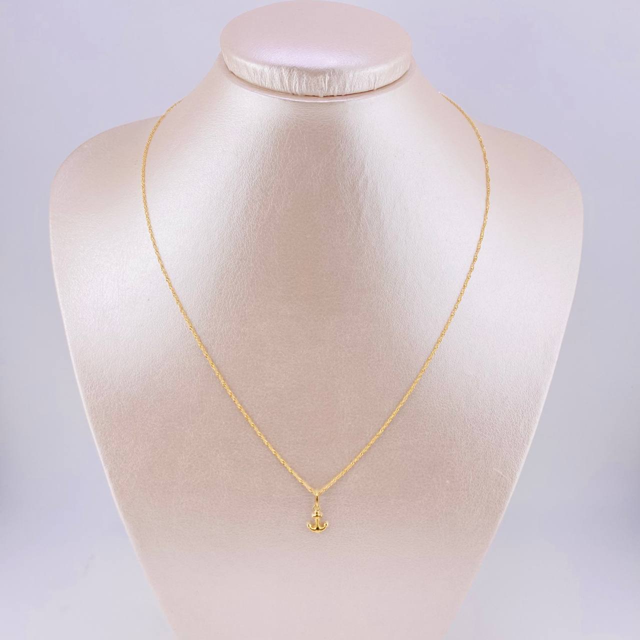 Set Cadena y Dije Singapur + Ancla 1.25gr / 45cm / Oro Amarillo 18K (Oferta)