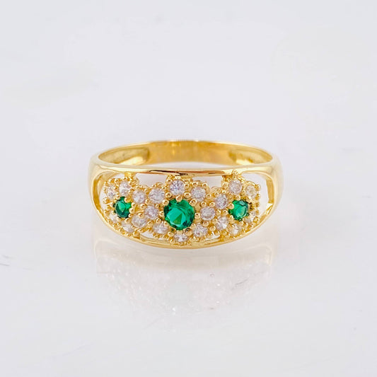 Anillo Trio De Flores  2.85gr / T7 3/4 / Oro Amarillo 18K
