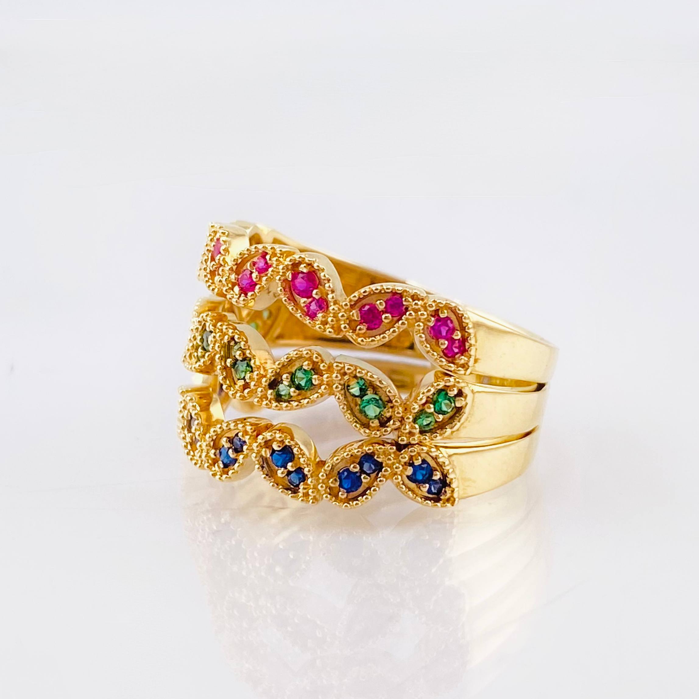 Anillo Triada de Hojas 5.55gr / T6 3/4 / Oro Amarillo 18K