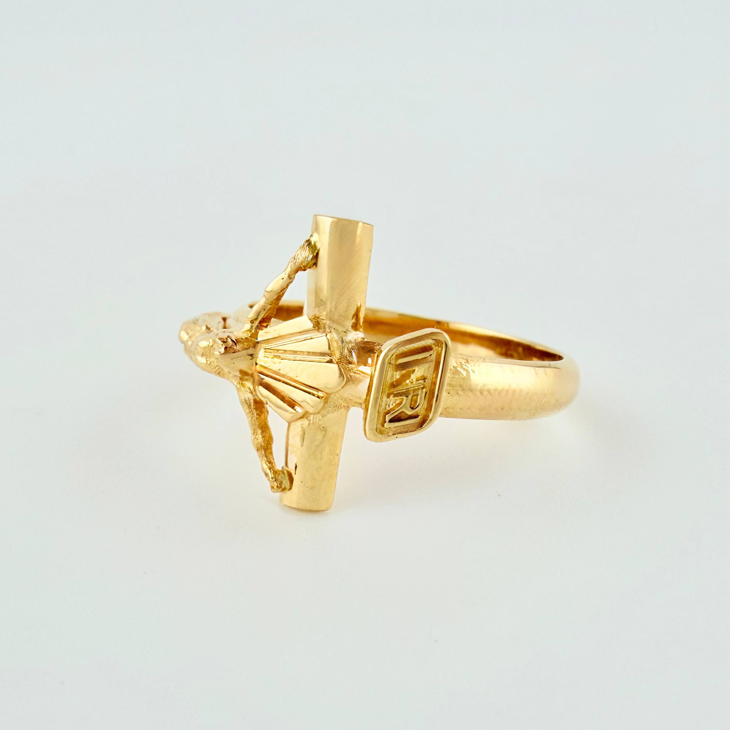 Anillo Cruz Cristo 4gr / T7 / Oro Amarillo 18K *