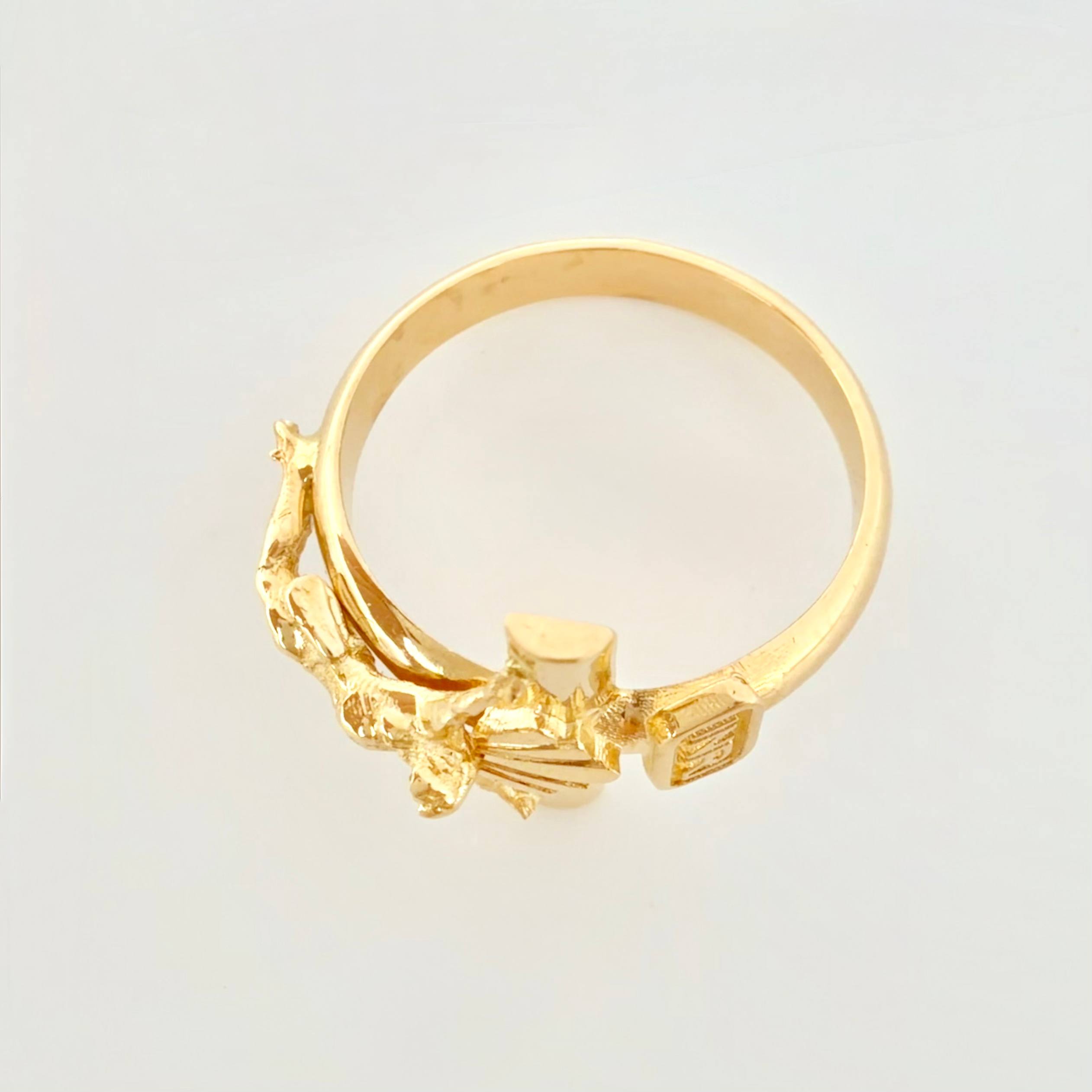 Anillo Cruz Cristo 4gr / T7 / Oro Amarillo 18K *