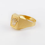 Anillo Sello Corona 3.6gr / T11 1/4 / Dos Oros Amarillo Blanco 18K *