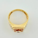 Anillo Sello Incrustado Detallado 6gr / T10 3/4 / Tres Oros 18K *