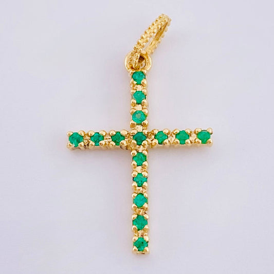 Dije Cruz Esmeraldas 11pts 0.9gr / 2.2cm / Oro Amarillo 18K ©
