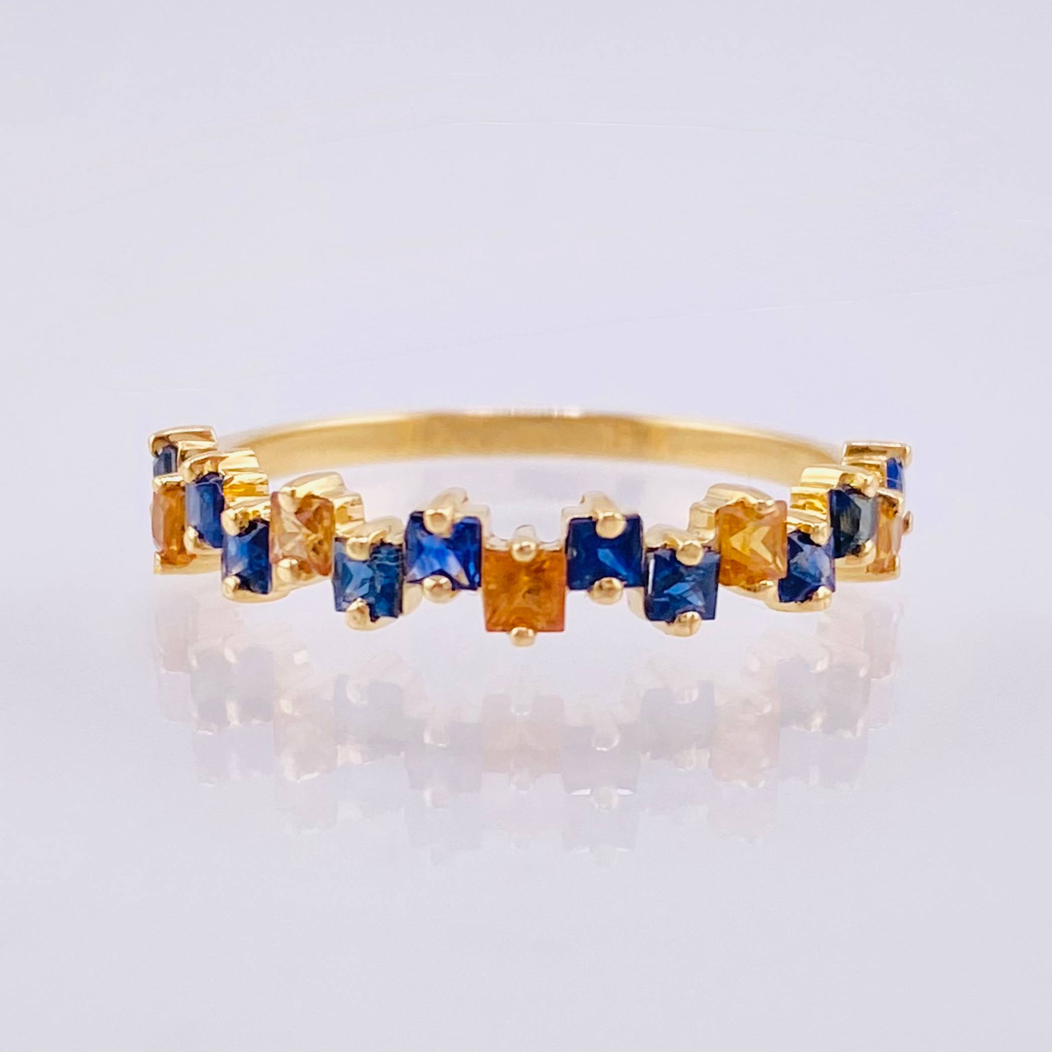 Anillo Zafiros Amarillos Azules 90pts1.85gr / T7 1/2 / Oro Amarillo 18K