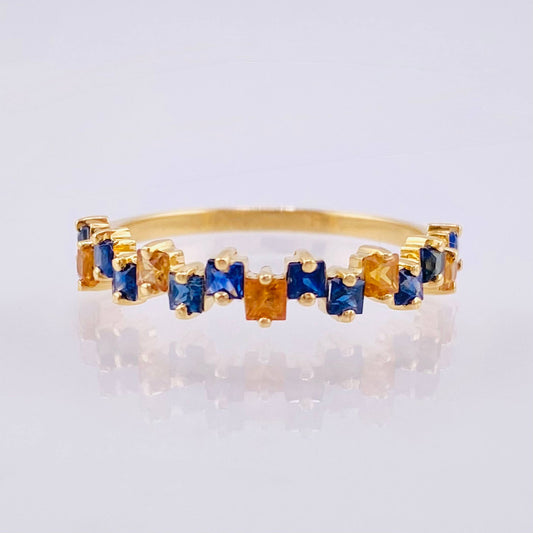 Anillo Zafiros Amarillos Azules 90pts1.85gr / T7 1/2 / Oro Amarillo 18K