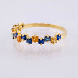 Anillo Zafiros Amarillos Azules 90pts1.85gr / T7 1/2 / Oro Amarillo 18K