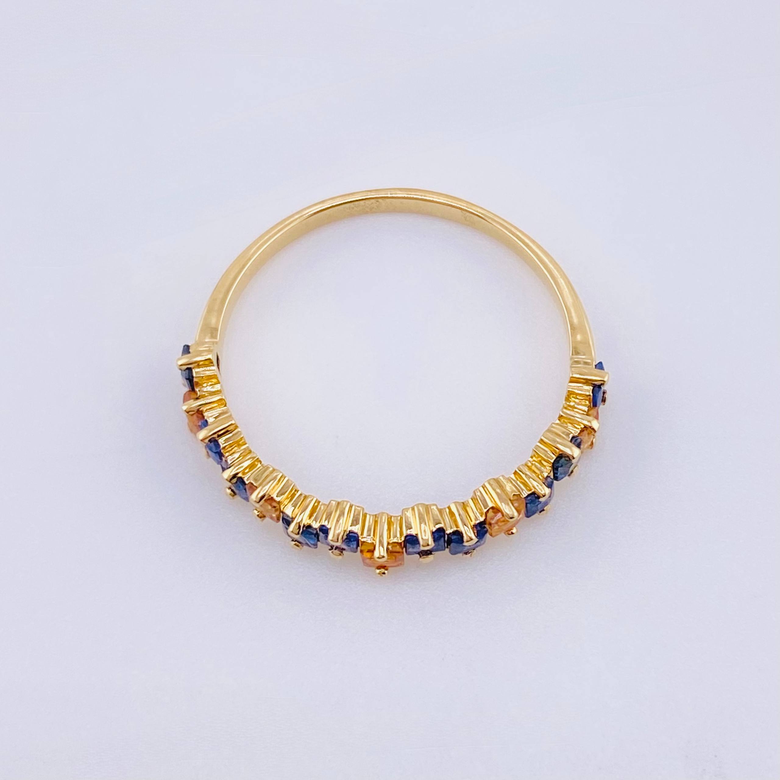 Anillo Zafiros Amarillos Azules 90pts1.85gr / T7 1/2 / Oro Amarillo 18K