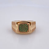 Anillo Sello 12.8gr / T11 / Circones Blancos Verdes Oro Amarillo 18K $