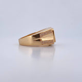 Anillo Sello 12.8gr / T11 / Circones Blancos Verdes Oro Amarillo 18K $