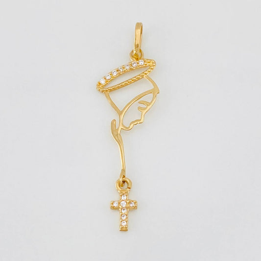 Dije Rostro Virgen Maria 0.7g / 3.5cm Tres Oros Amarillo Blanco Negro 18K