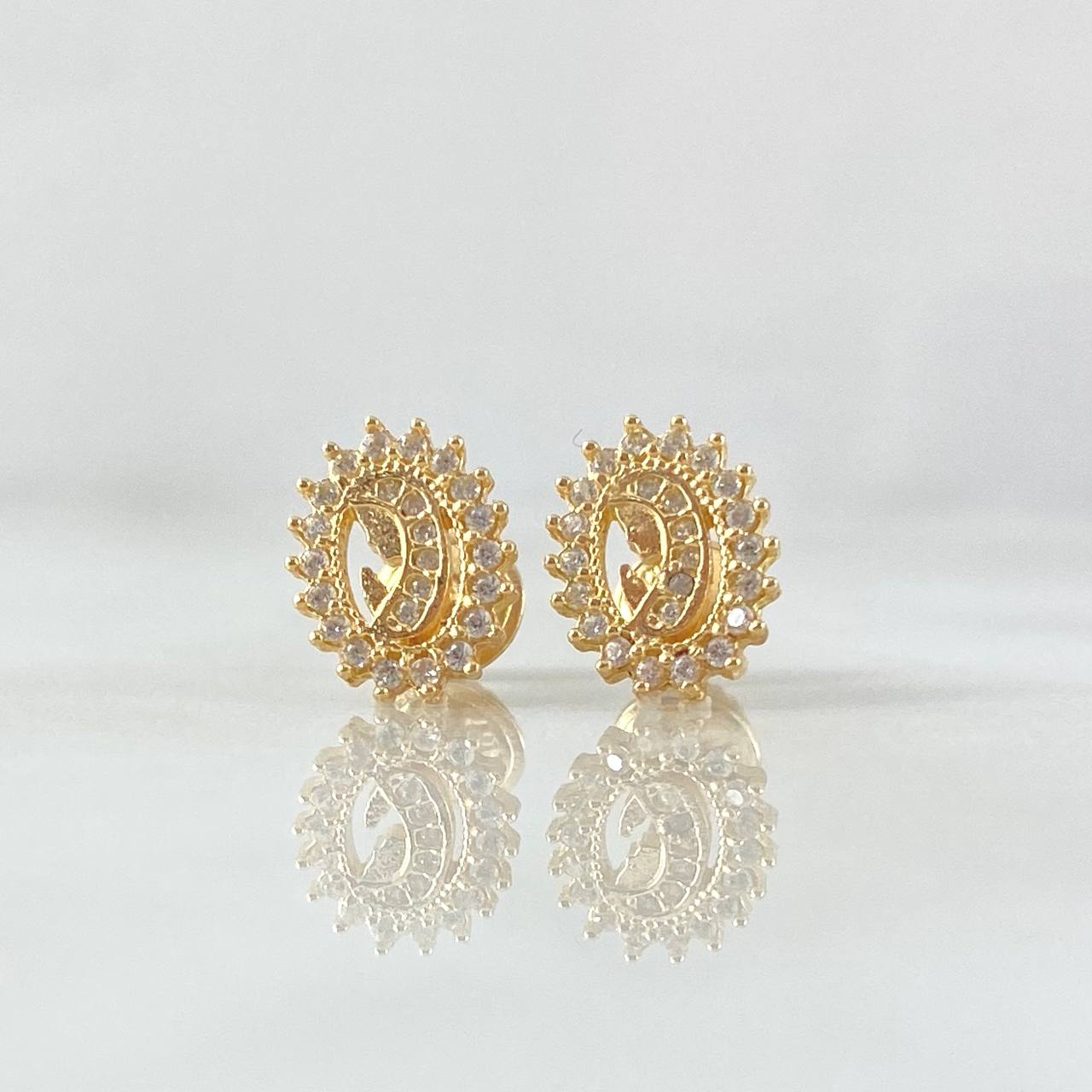 Topos Virgen Maria 1.55gr / 1cm / Circones Blancos Oro Amarillo 18K ©