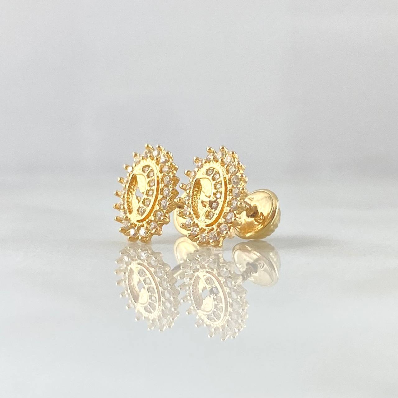 Topos Virgen Maria 1.55gr / 1cm / Circones Blancos Oro Amarillo 18K ©