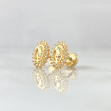 Topos Virgen Maria 1.55gr / 1cm / Circones Blancos Oro Amarillo 18K ©