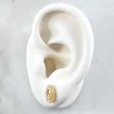 Topos Virgen Maria 1.55gr / 1cm / Circones Blancos Oro Amarillo 18K ©