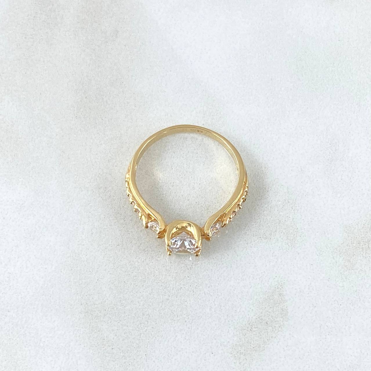 Anillo Solitario Carril Tupido 2.25gr / T5 1/2 / Cricones Blancos Oro Amarillo 18K