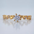 Anillo Solitario Hojas Intercaladas 1.7gr / T7 1/4 / Oro Amarillo 18K &