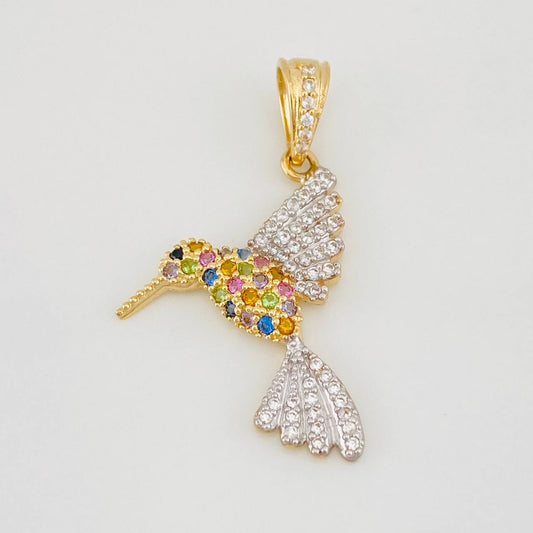 Dije Colibri 2.05g / 3cm Dos Oros Amarillo Blanco 18K