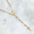 Rosario Virgen Milagrosa Cruz Silueta 7.4gr / 50cm / 4mm-3mm Bolas Diamantadas Tres Oros 18K ©