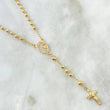 Rosario Virgen Maria Cruz Cristo 8.25gr / 50cm / 4mm3mm Bolas Diamantadas Oro Amarillo 18K