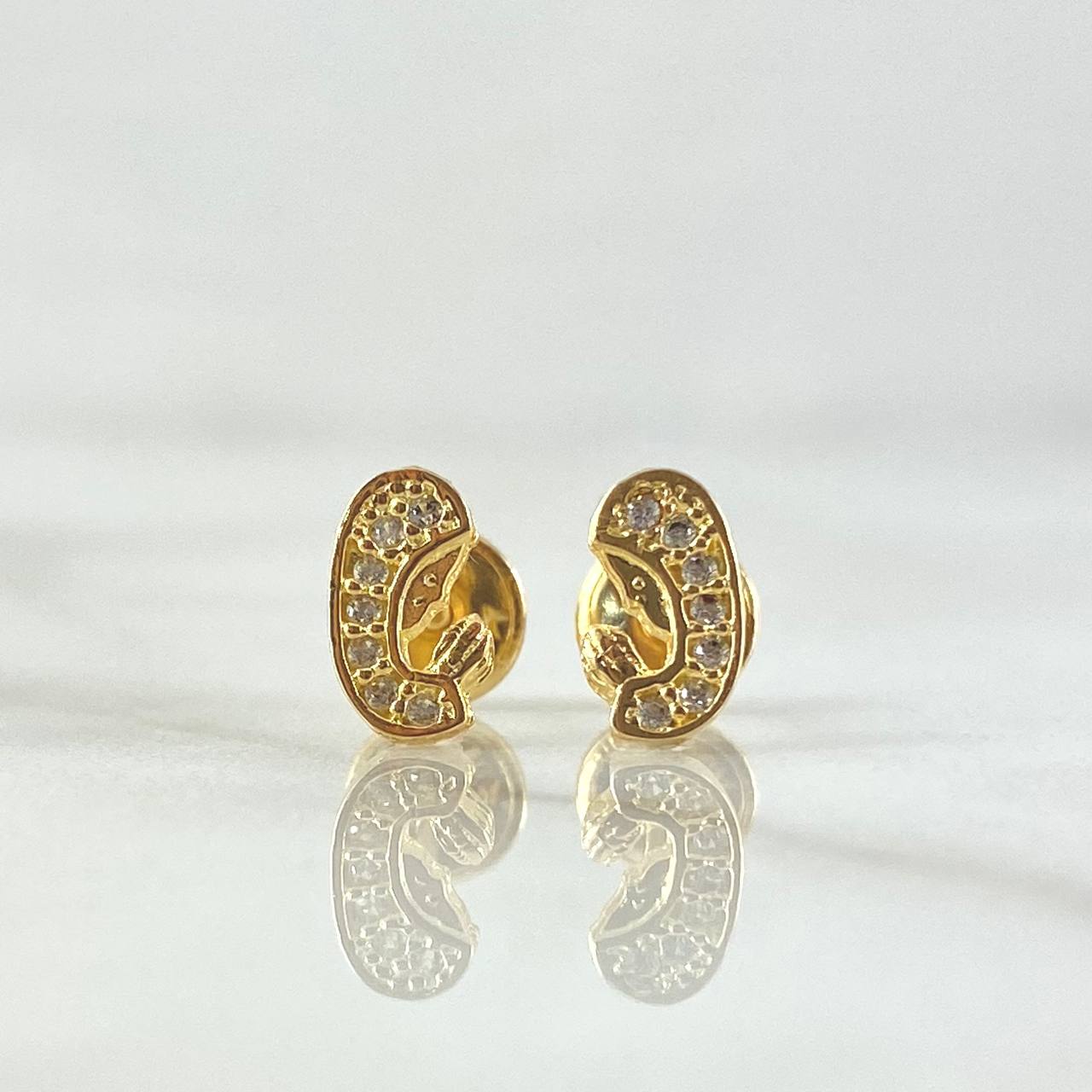 Topos Virgen Maria 0.9gr / 8mm Circones Blancos Oro Amarillo 18K ©