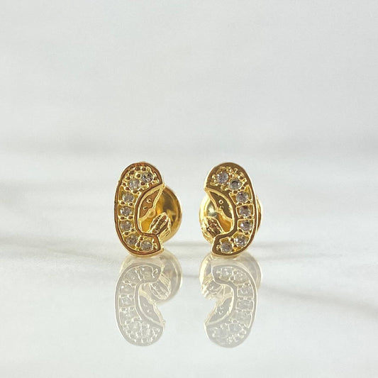 Topos Virgen Maria 0.9gr / 8mm Circones Blancos Oro Amarillo 18K ©