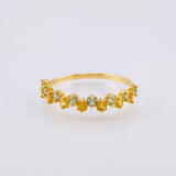 Anillo Zafiros Verdes Amarillos 90pts 1.75gr / T7 1/2 / Oro Amarillo 18K
