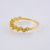 Anillo Zafiros Verdes Amarillos 90pts 1.75gr / T7 1/2 / Oro Amarillo 18K