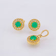 Set Circular Topos + Dije Diamantes 37pts Esmeraldas 84pts 4.2gr / 1.5cm / 8mm Oro Amarillo 18K
