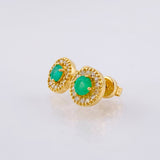 Set Circular Topos + Dije Diamantes 37pts Esmeraldas 84pts 4.2gr / 1.5cm / 8mm Oro Amarillo 18K
