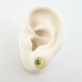 Set Circular Topos + Dije Diamantes 37pts Esmeraldas 84pts 4.2gr / 1.5cm / 8mm Oro Amarillo 18K