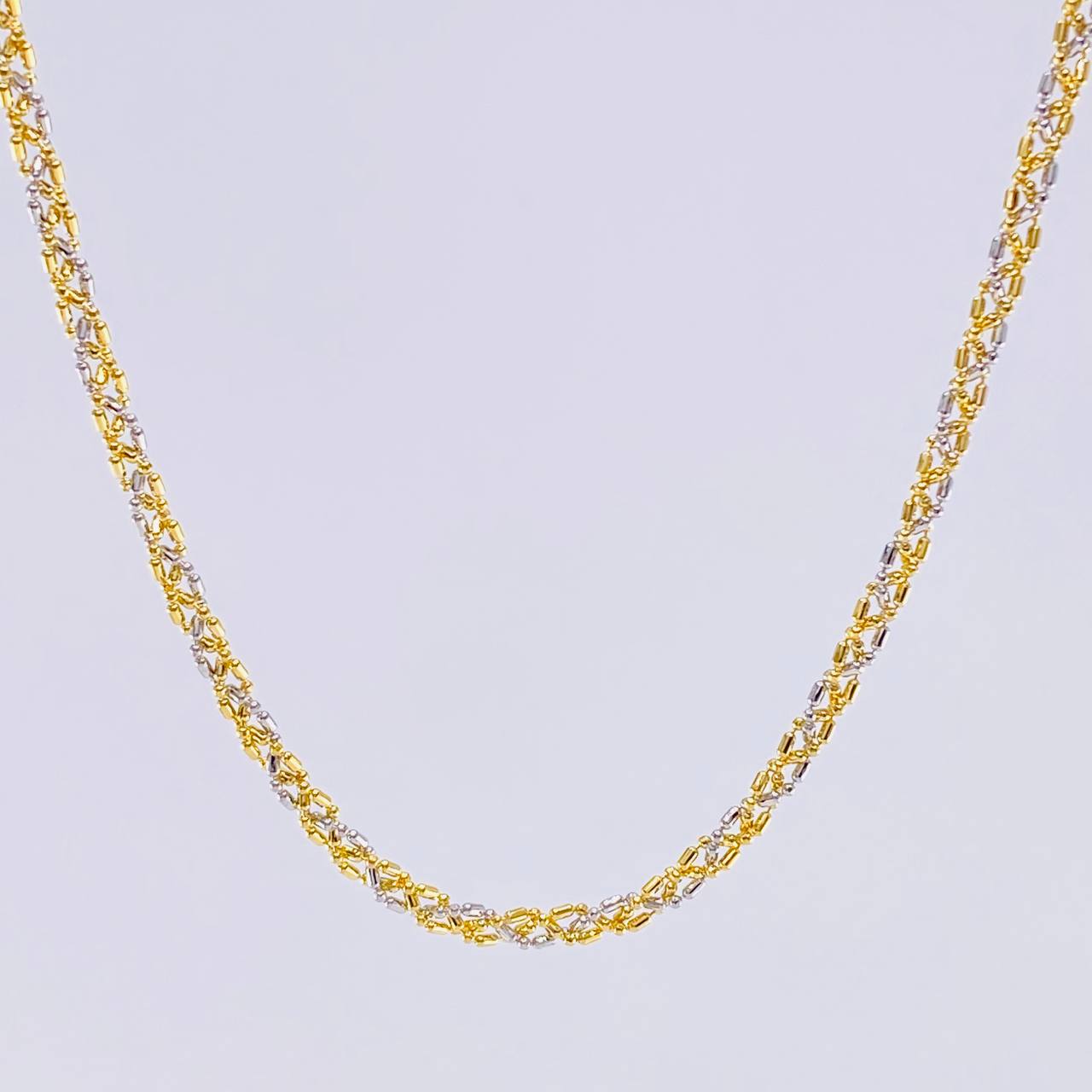 Cadena Morce Trenzada 5.9 g / 50.5 cm / 2.3 mm Dos Oros Amarillo Blanco 18K